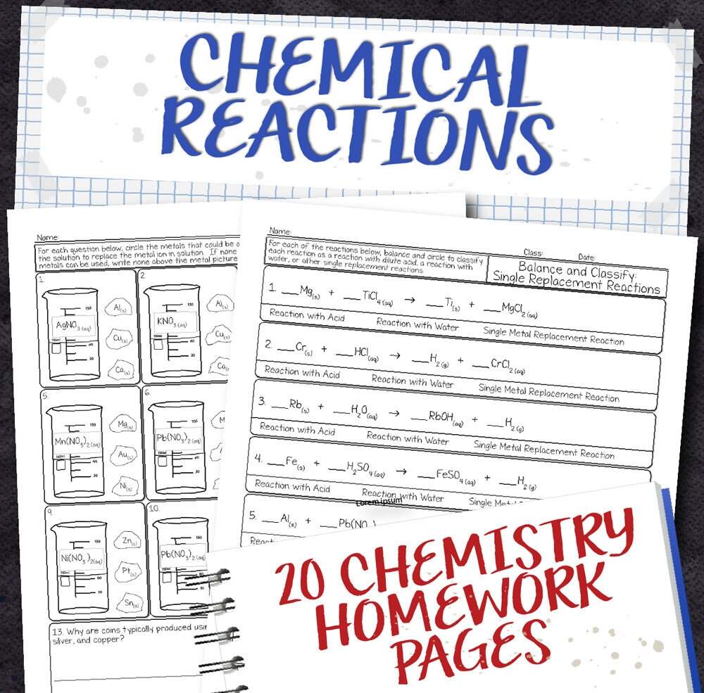 Chemistry Unit 8 Chemical Reactions Homework Pages