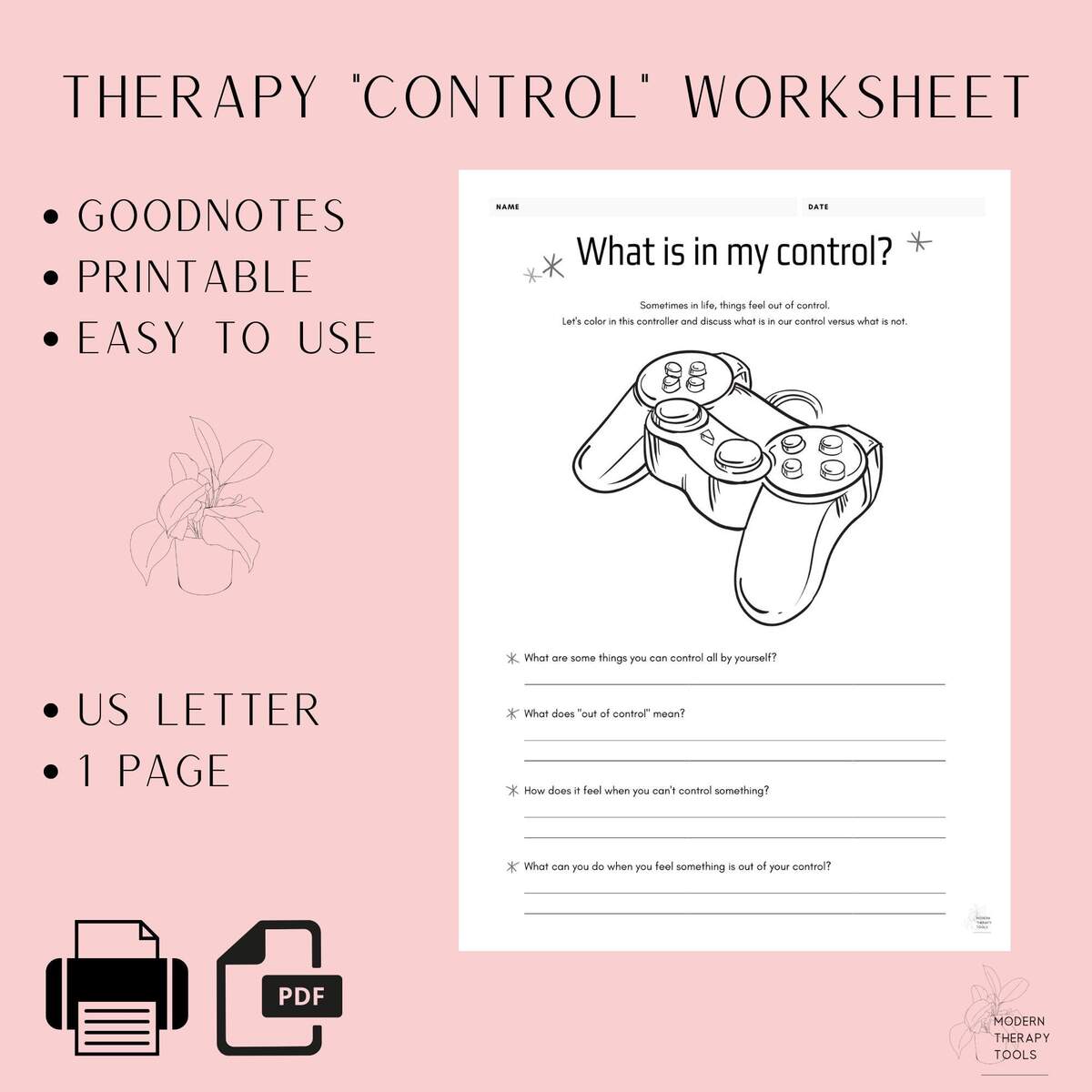 Child Therapy Worksheet Impulse Control Intervention PDF Etsy