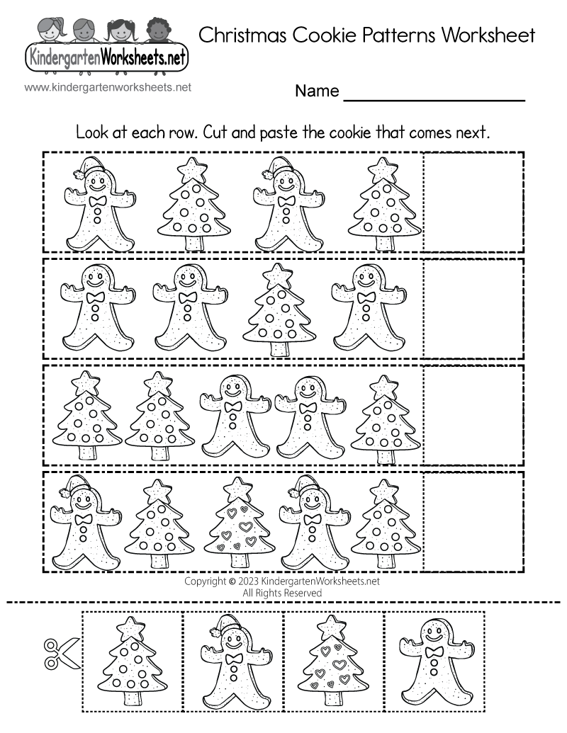Christmas Cookie Patterns Worksheet Free Printable Digital PDF