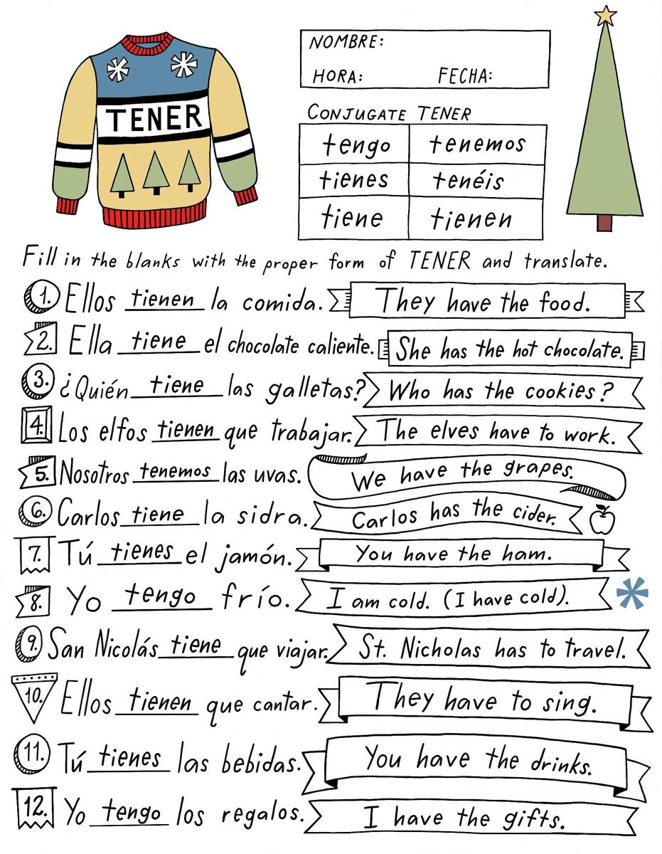 Christmas Tener Worksheet Spanish Verbs By Darin Carlisle TPT Christmas Tener Worksheet Spanish Verbs By Darin Carlisle TPT