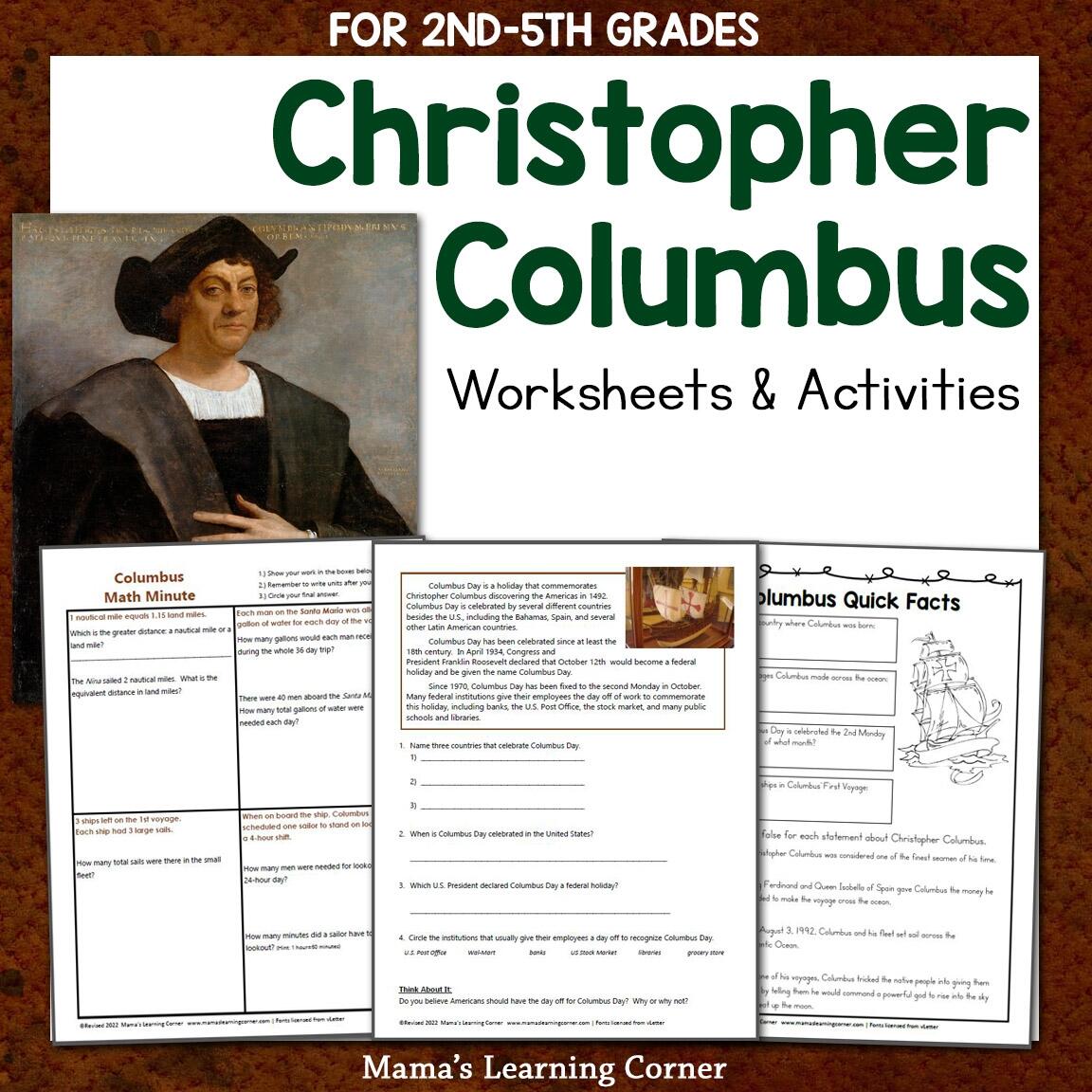 Christopher Columbus Worksheets Mamas Learning Corner Columbus Day Free Worksheet Squarehead Teachers