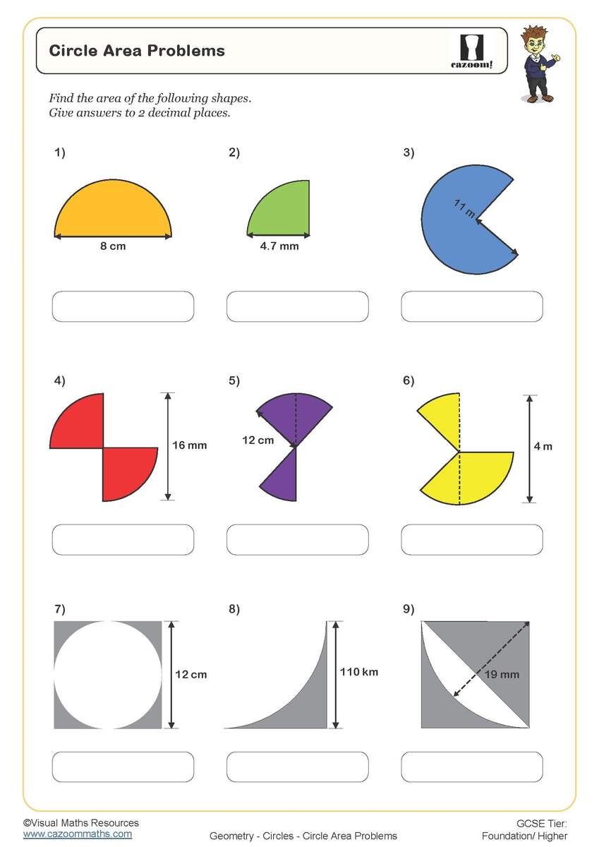 Circle Area Problems Worksheet Printable Maths Worksheets Area Of Circles Worksheets Math Worksheets MathsDiary
