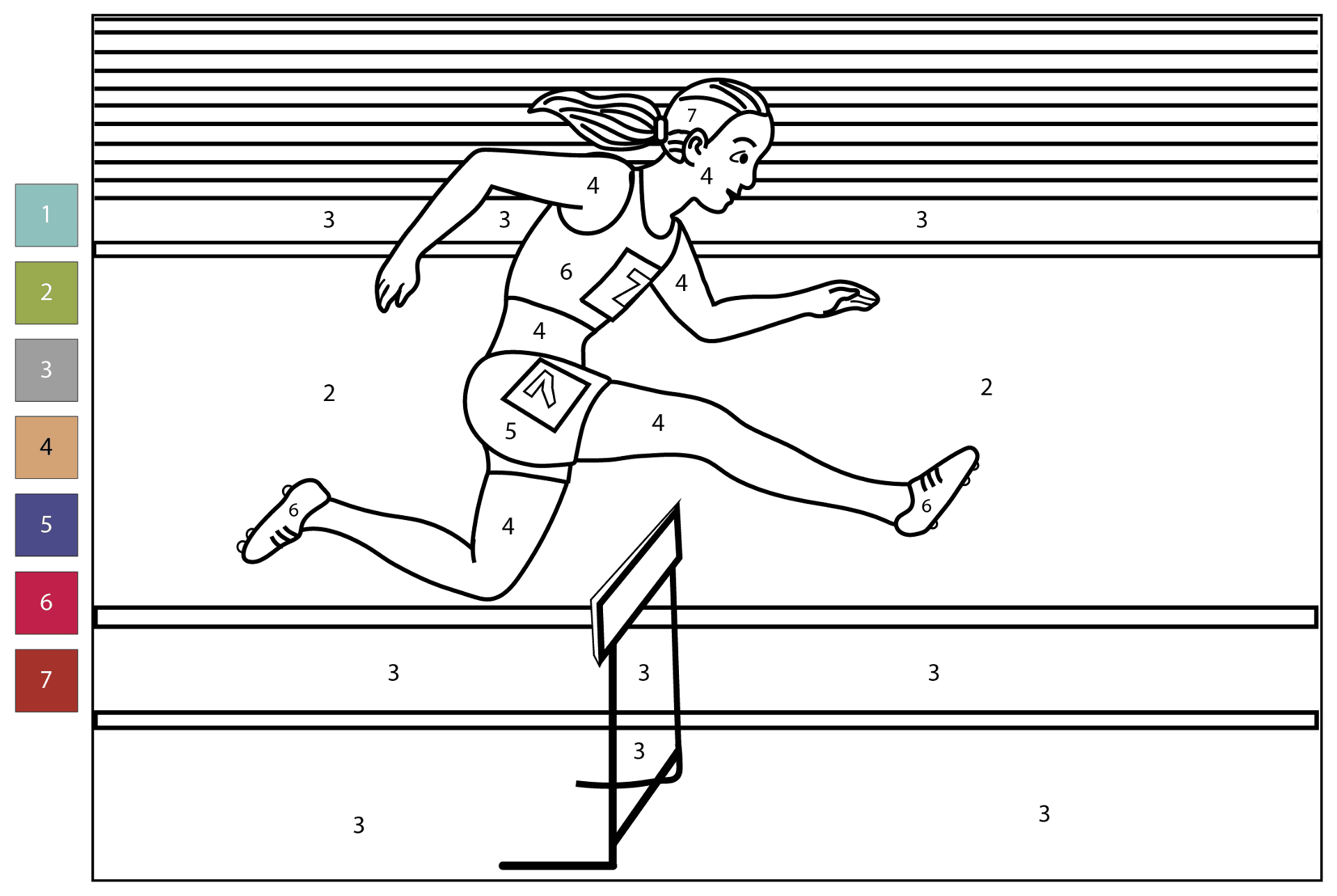 Color By Number Track And Field Coloring Page Free Printable