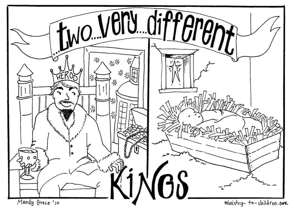 Coloring Page Two Very Different Kings Herod Vs Jesus Reflective Colouring Sheet Matthew 7 12