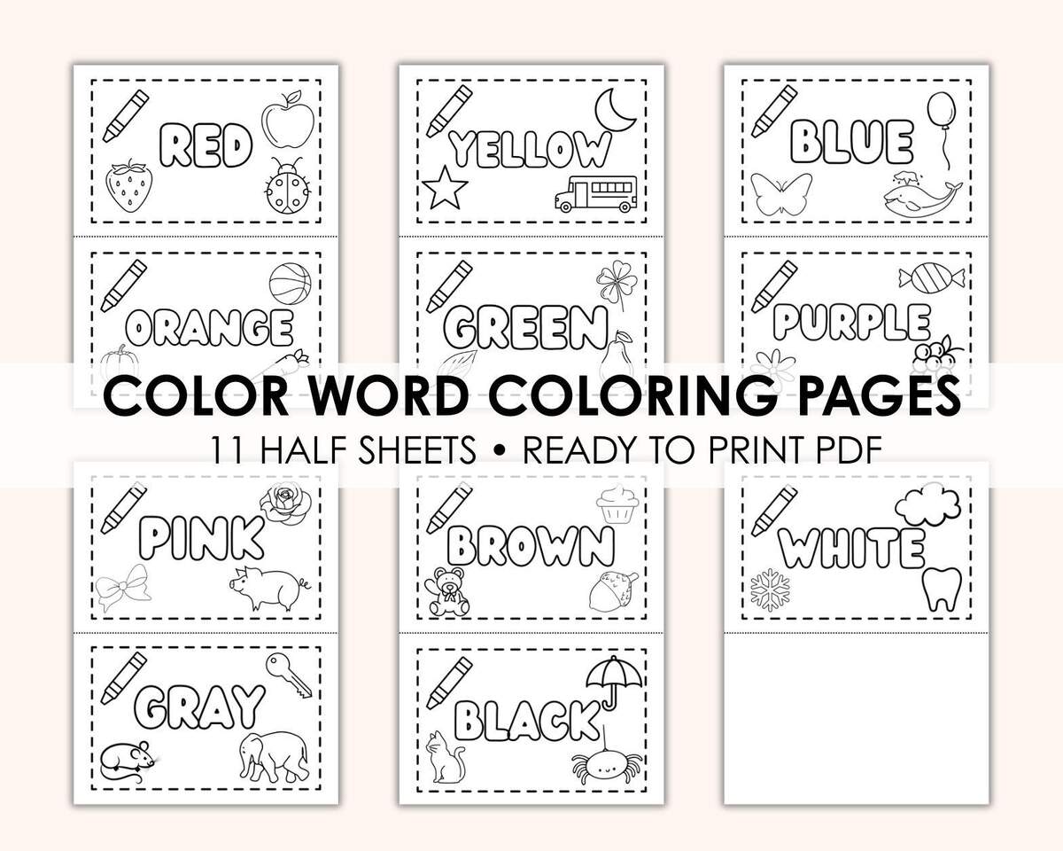 Coloring Pages Printable 11 Colors Half Sheets Learning Colors And Color Words Activity Early Learning PDF Instant Download Etsy Coloring Pages Printable 11 Colors Half Sheets Learning Colors And Color Words Activity Early Learning PDF Instant Download Etsy