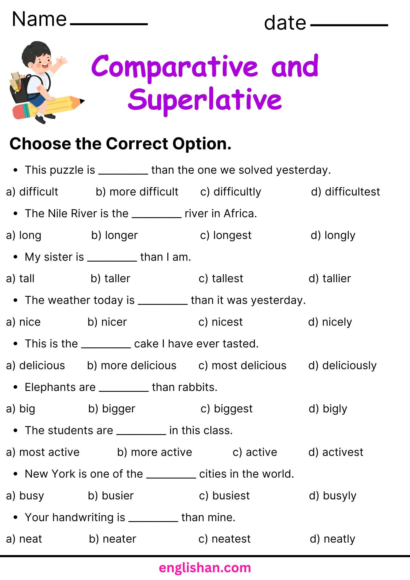 Comparative And Superlative Worksheets And Exercises Adjectives That Compare Er Est More Most Outer Space Theme Grades 3 4 Made By Teachers