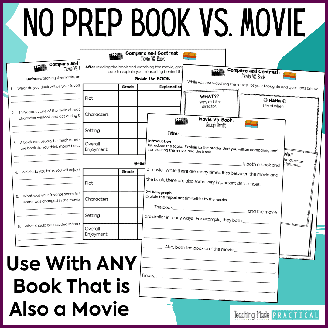 Compare And Contrast A Book And Movie Activities Teaching Made Practical