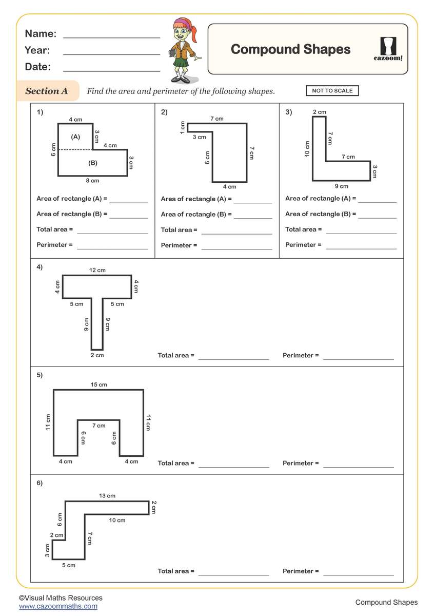 Compound Shapes A Worksheet PDF Printable Measurement Worksheets