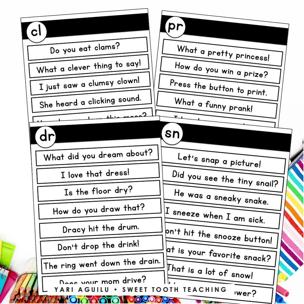Consonant Blends Reading Passages Fluency Sentences Digital Passages Shop Sweet Tooth Teaching