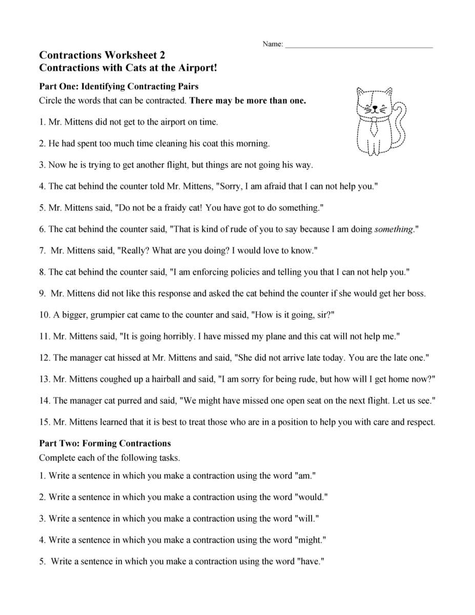 Englishlinx Contractions Worksheets