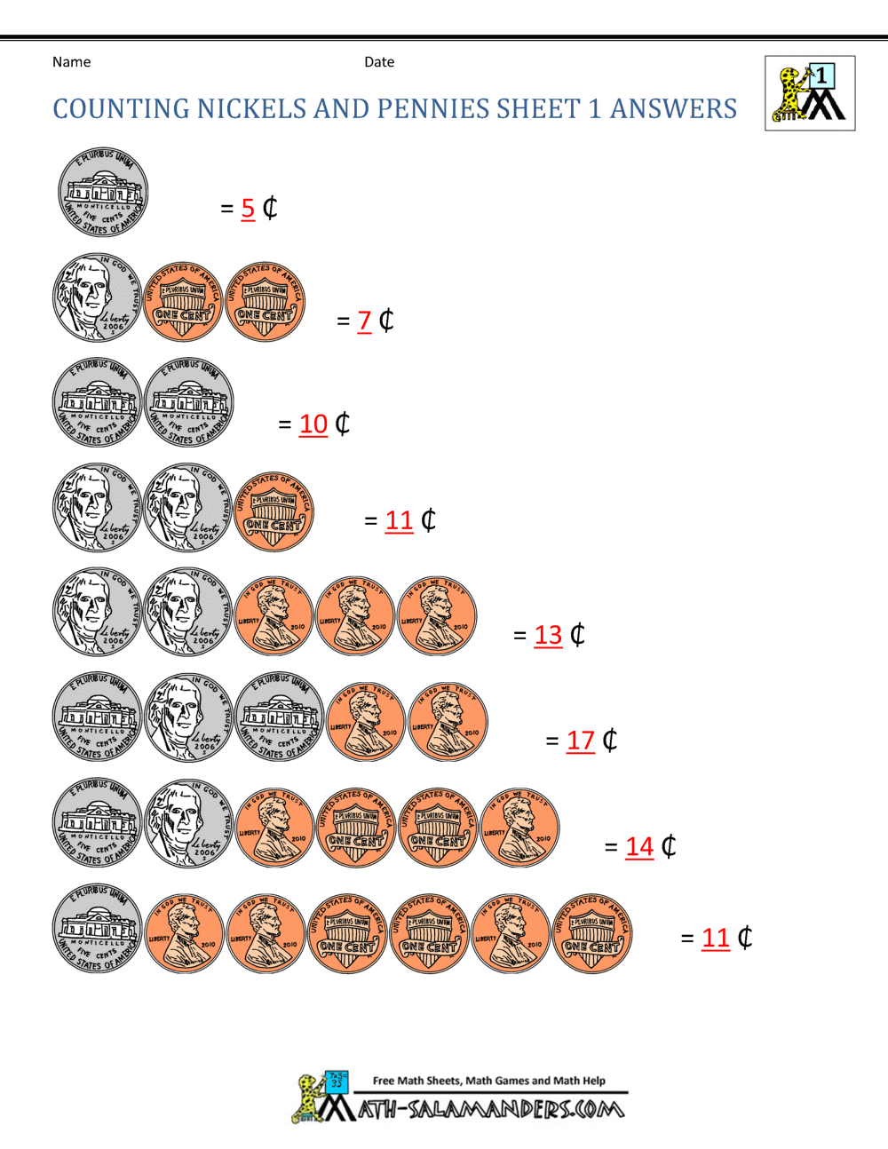 Counting Money Worksheets 1st Grade