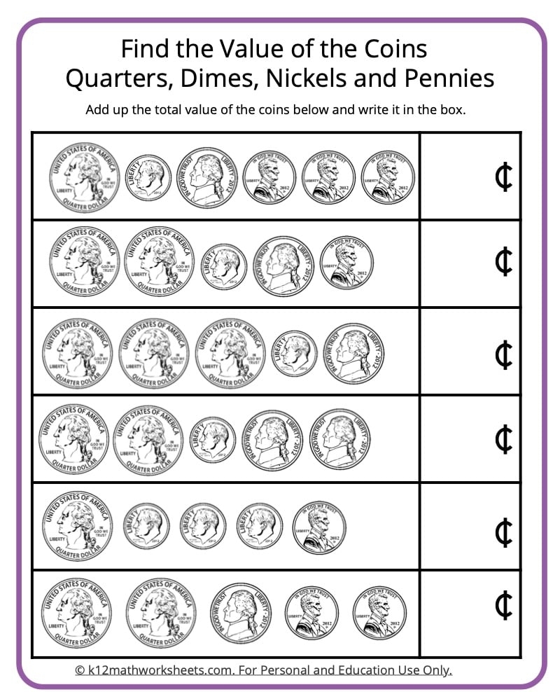 Counting Money Worksheets
