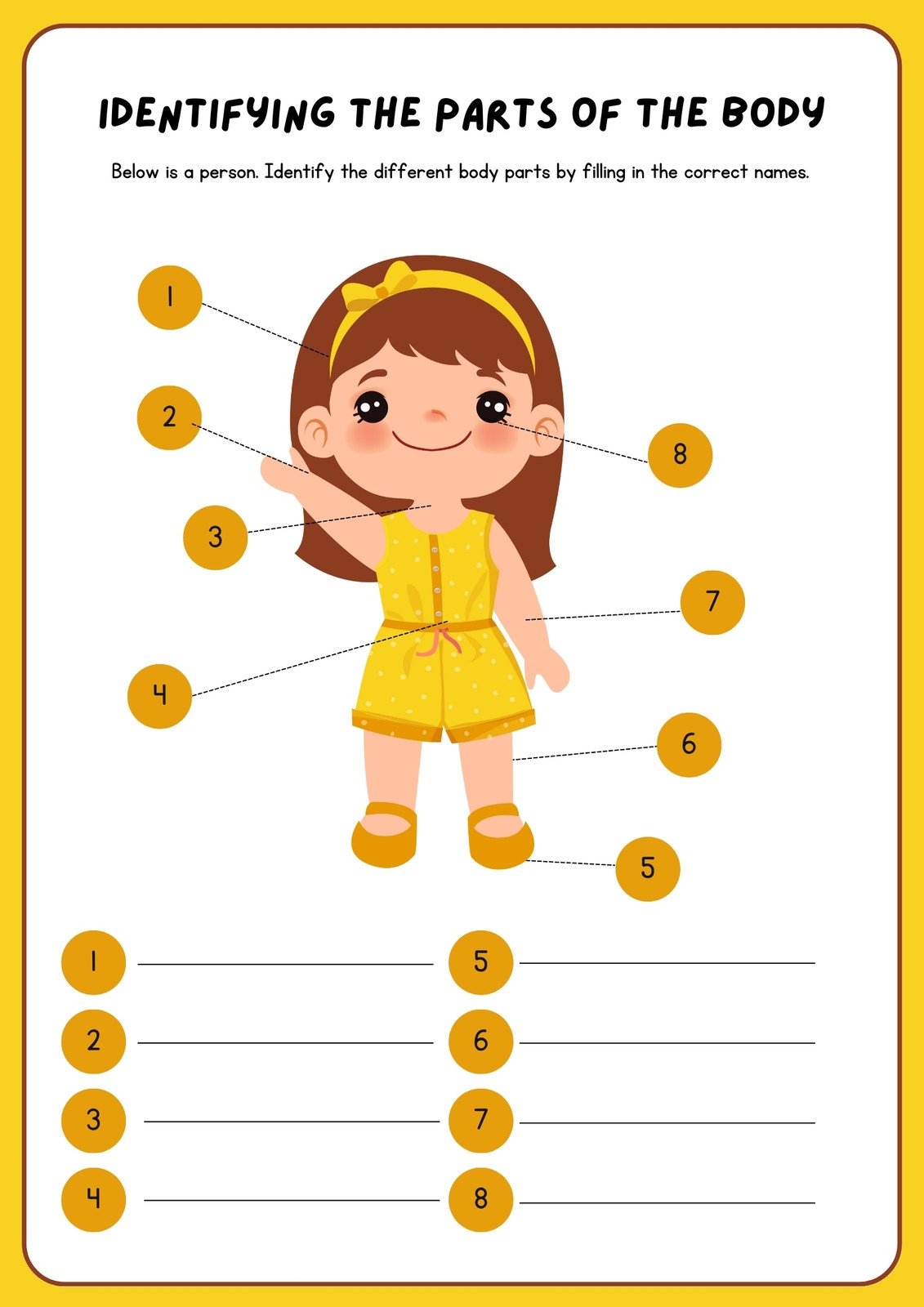 Free Printable Body Parts Game Worksheet