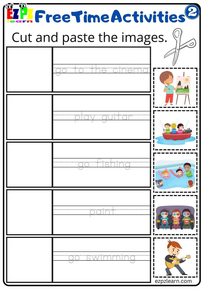 Cut And Paste Activity For Children And ESL Students PDF Download Free Time Activities G2 Ezpzlearn