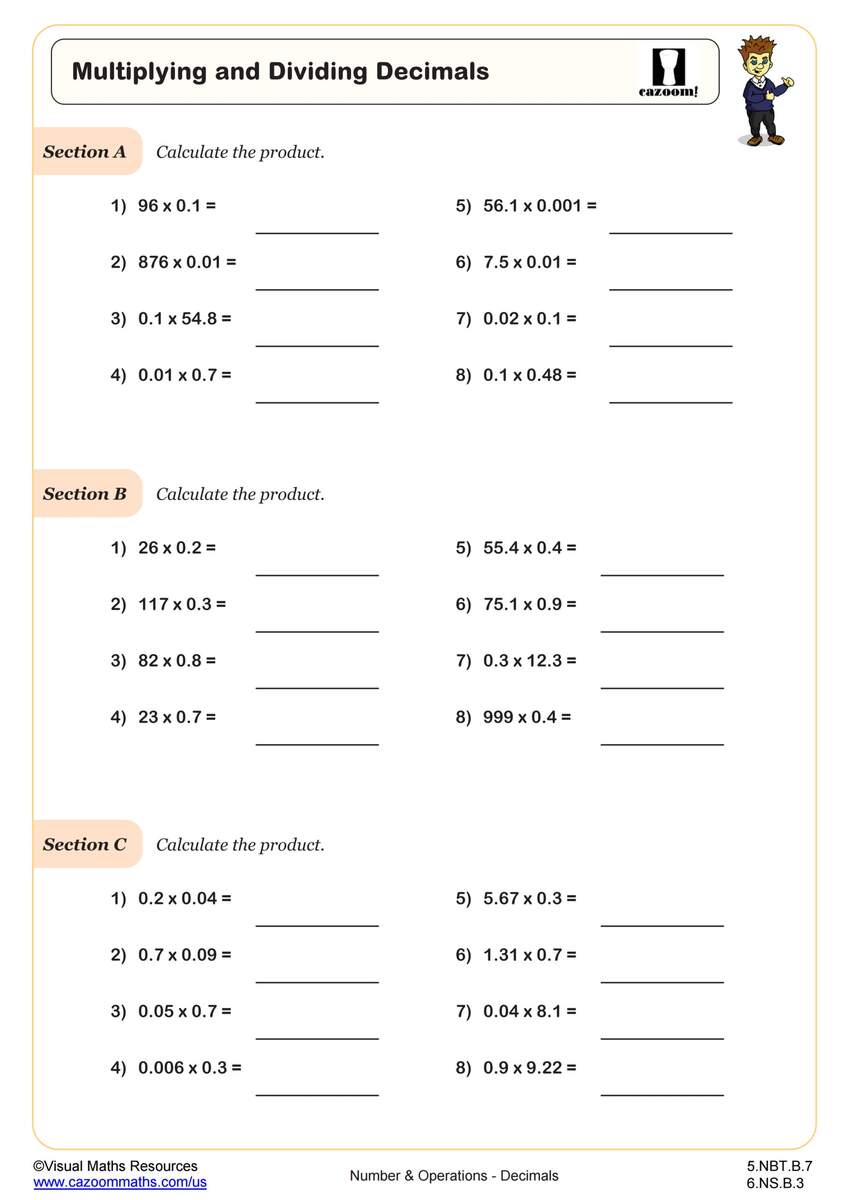 Decimals Worksheets PDF Cazoom Math Worksheets Cazoom Math