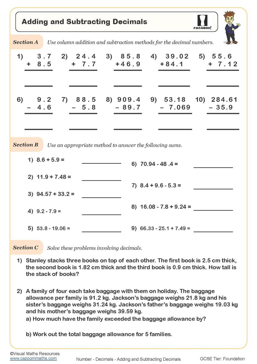 Decimals Worksheets Printable Adding Ordering Multiplying Decimals Worksheets PDF And Free Samples Downloads Cazoom Maths