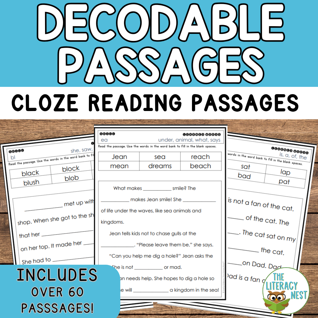 Decodable Cloze Reading Passages For Reading Comprehension The Literacy Nest