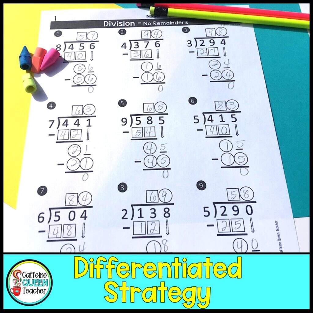 Differentiated Long Division Worksheets For FREE Caffeine Queen Teacher