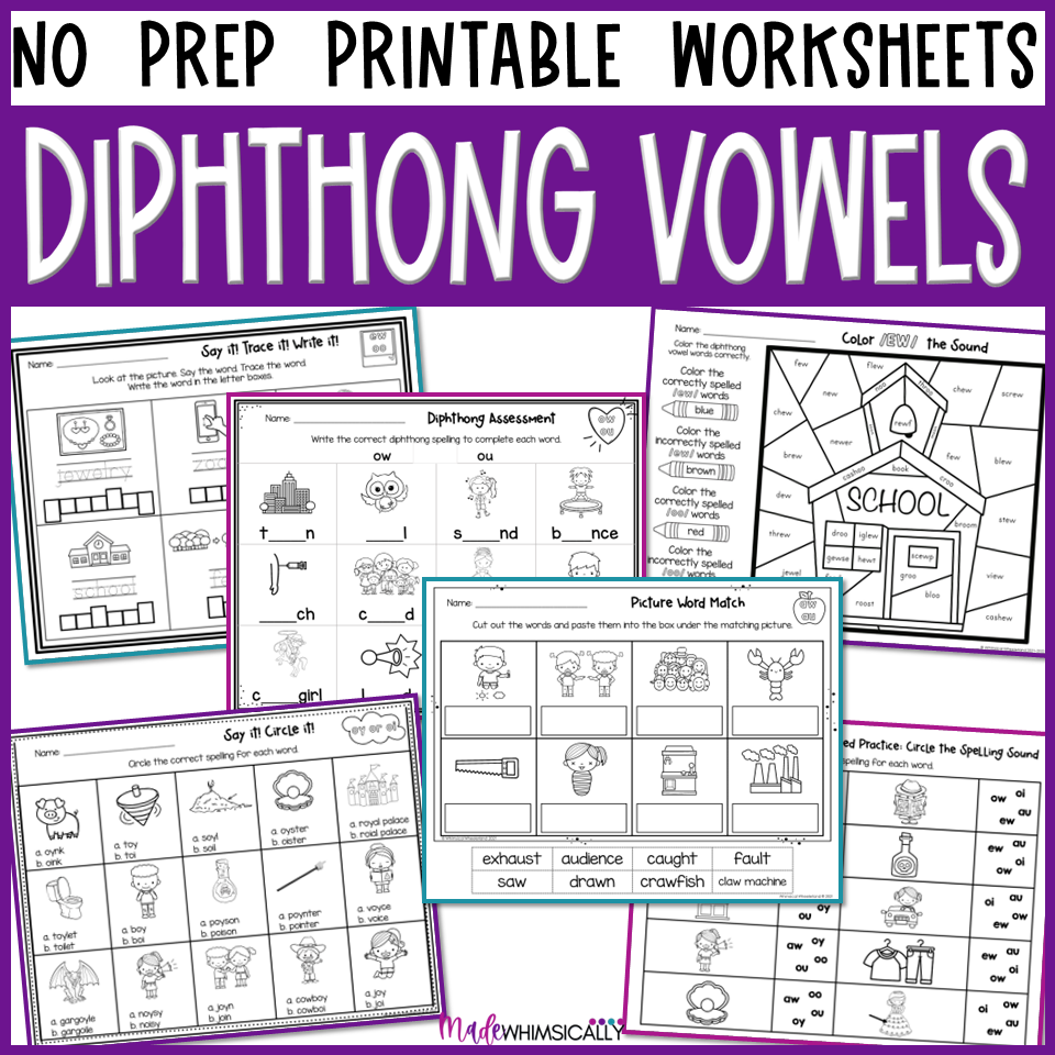 Diphthong Worksheets Diphthong Vowels And Phonics Activities Made By Teachers