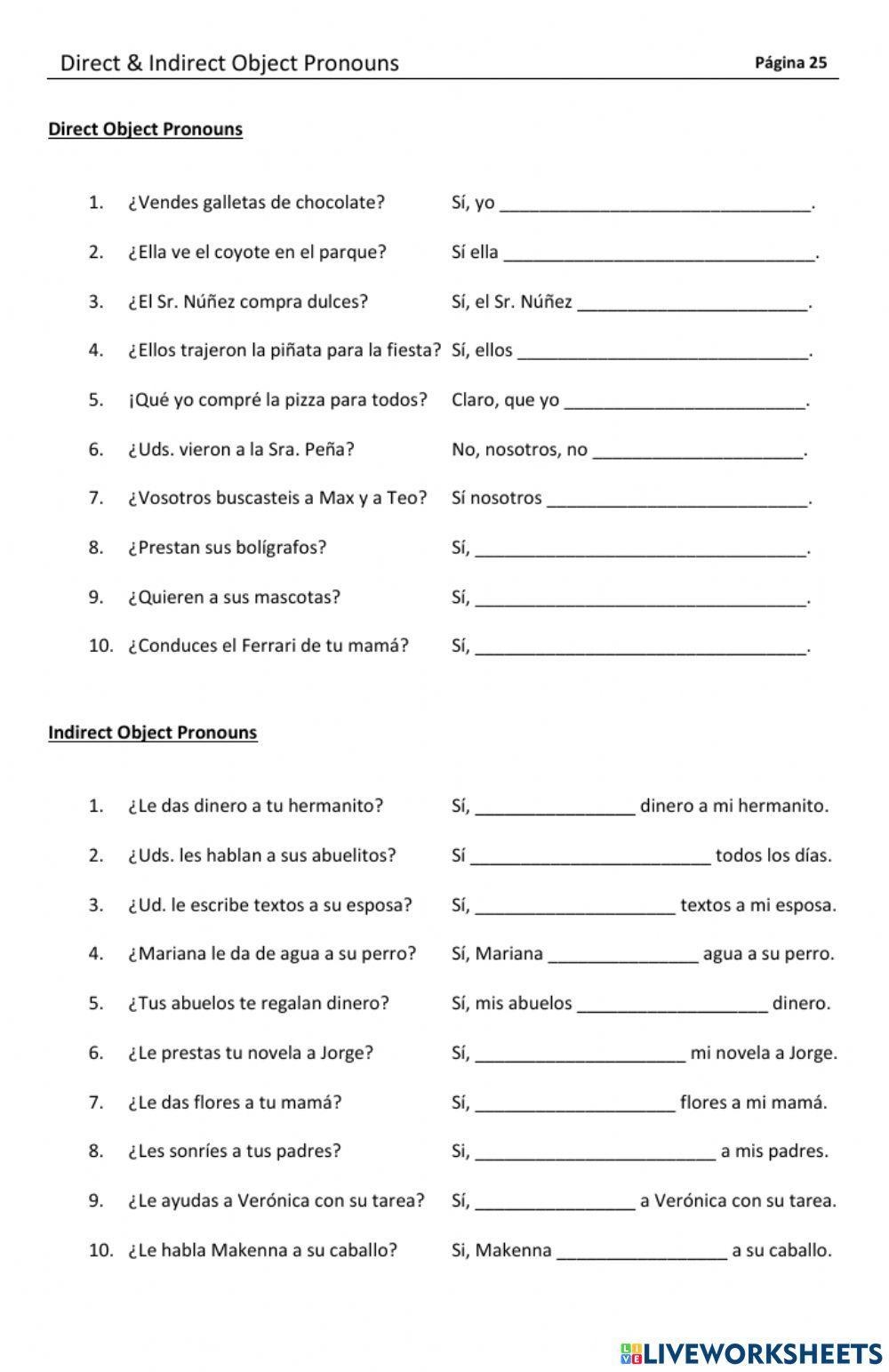 Direct Indirect Object Pronouns Worksheet Worksheets Library Direct Indirect Object Pronouns Worksheet Worksheets Library
