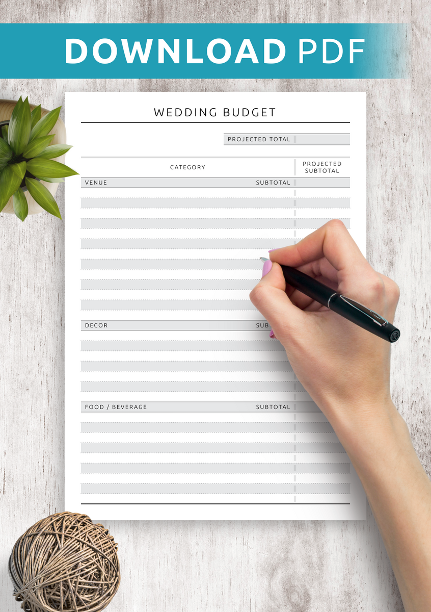 Download Printable Wedding Budget Template Original PDF Download Printable Wedding Budget Template Original PDF