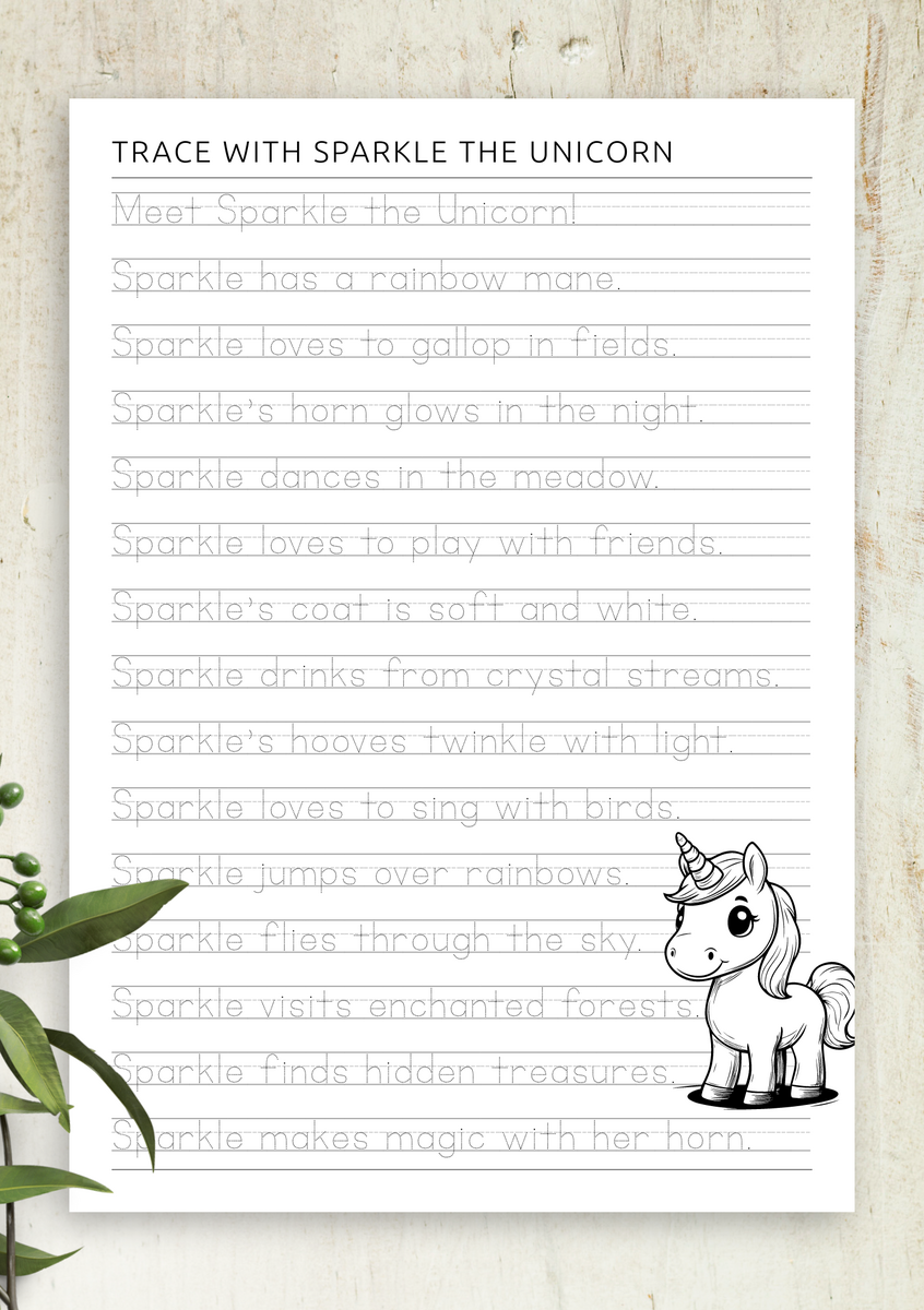 Download Trace Write With Sparkle The Unicorn Printable PDF Download Trace Write With Sparkle The Unicorn Printable PDF