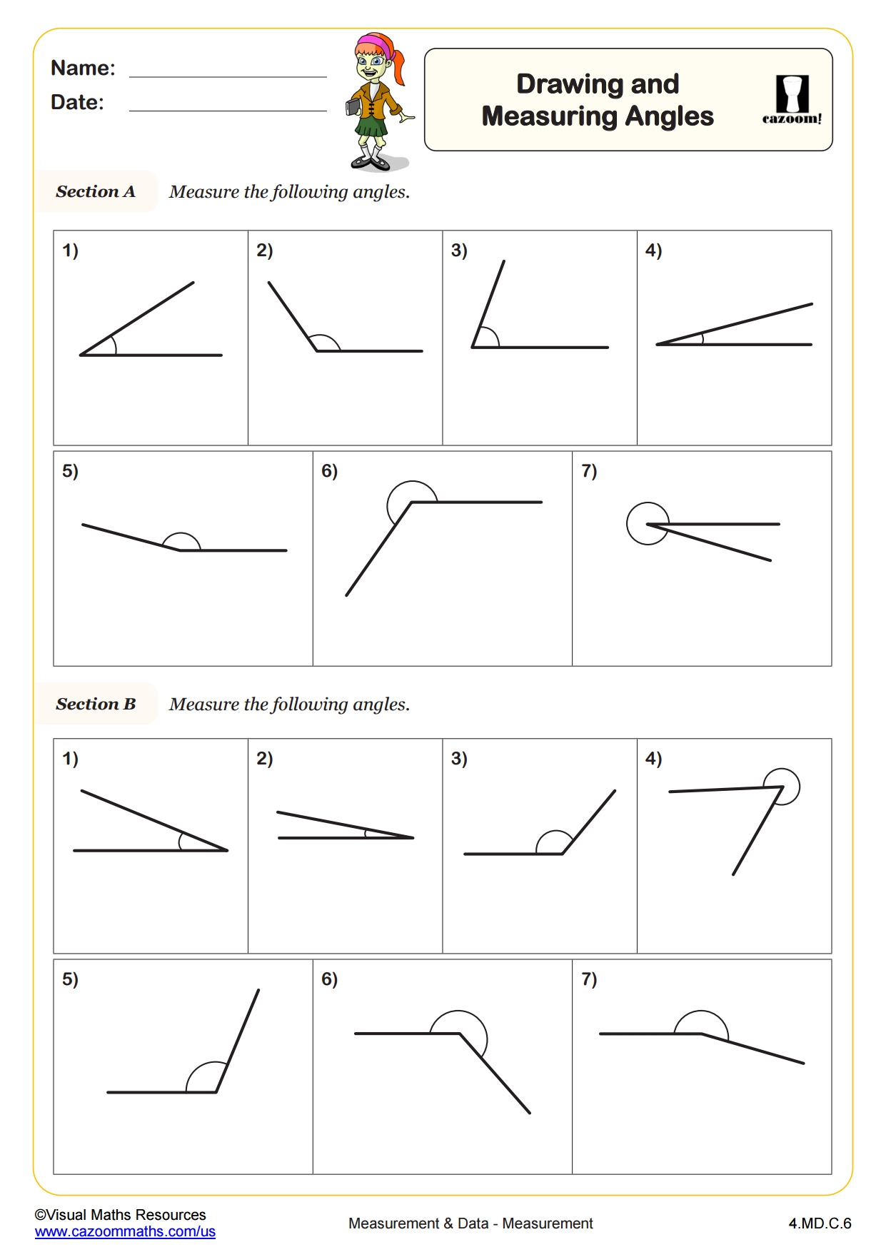 Drawing And Measuring Angles Fun And Engaging 4th Grade PDF Worksheets Cazoom Math