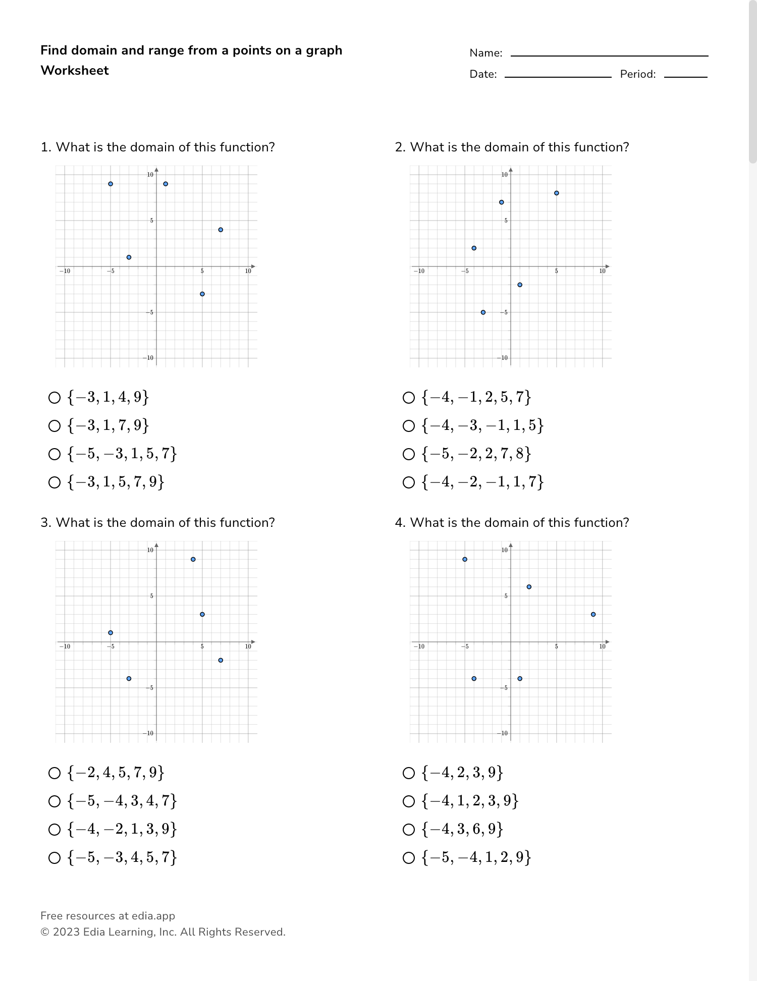 9 Best Worksheets For Identifying The Domain And Range Of Worksheets Library