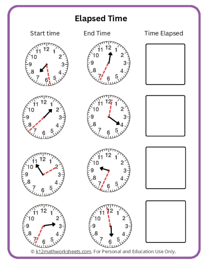 Elapsed Time Worksheets