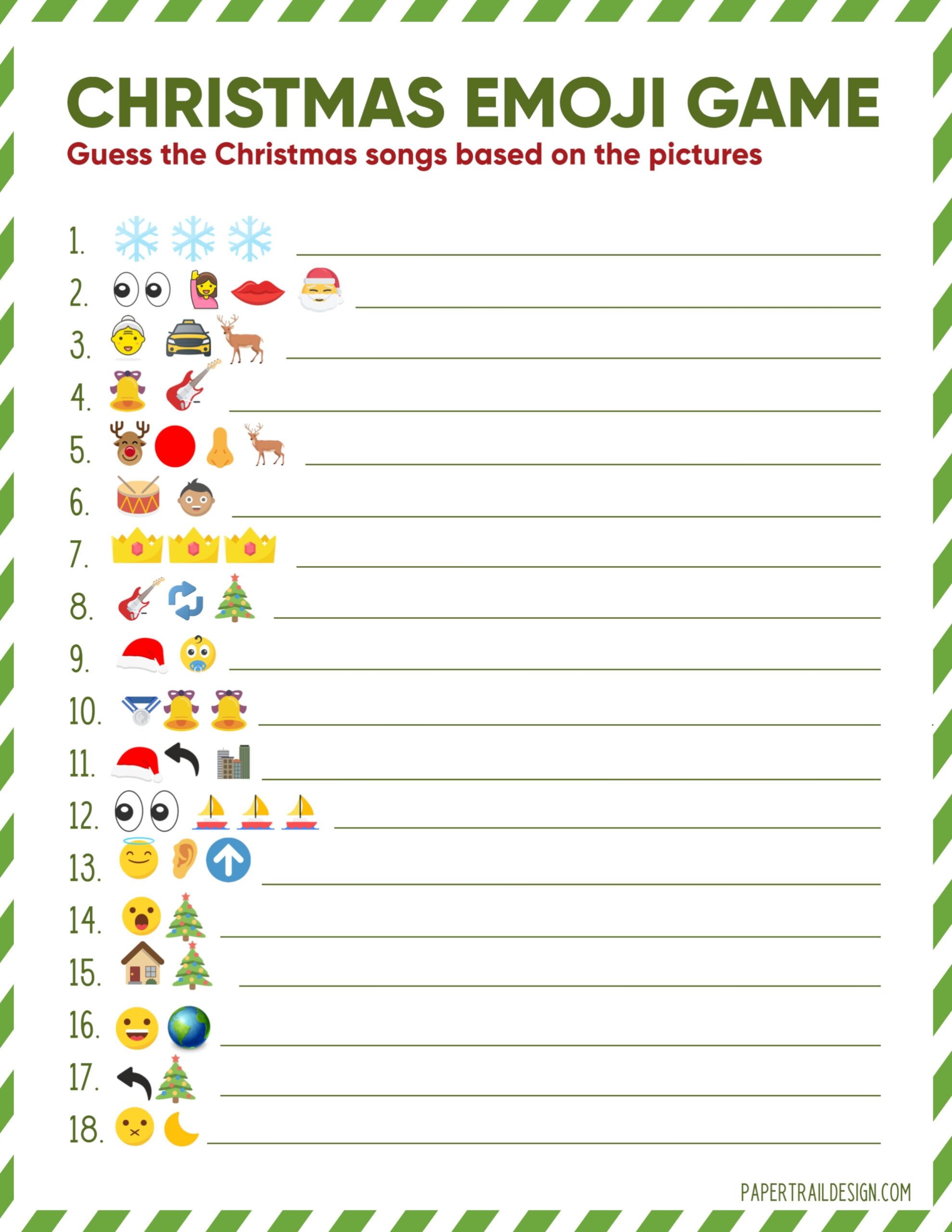 Emoji Printable Christmas Game Paper Trail Design Emoji Printable Christmas Game Paper Trail Design