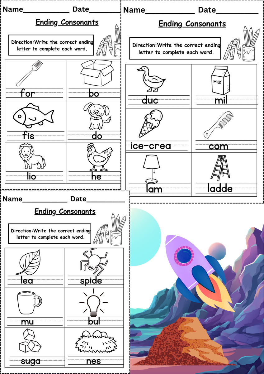 Ending Consonants Worksheets For Kindergarten Grade 1 Ending Consonants Worksheets For Kindergarten Grade 1