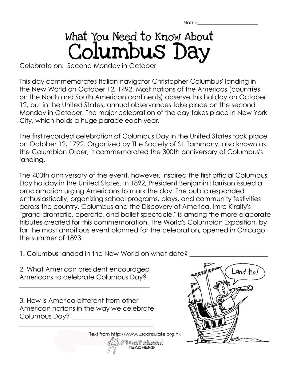 English For Kids Step By Step Columbus Day Worksheets And Reading Worksheets Library Christopher Columbus Day Activities Columbus Day Coloring Page Crafts K 3 Made By Teachers