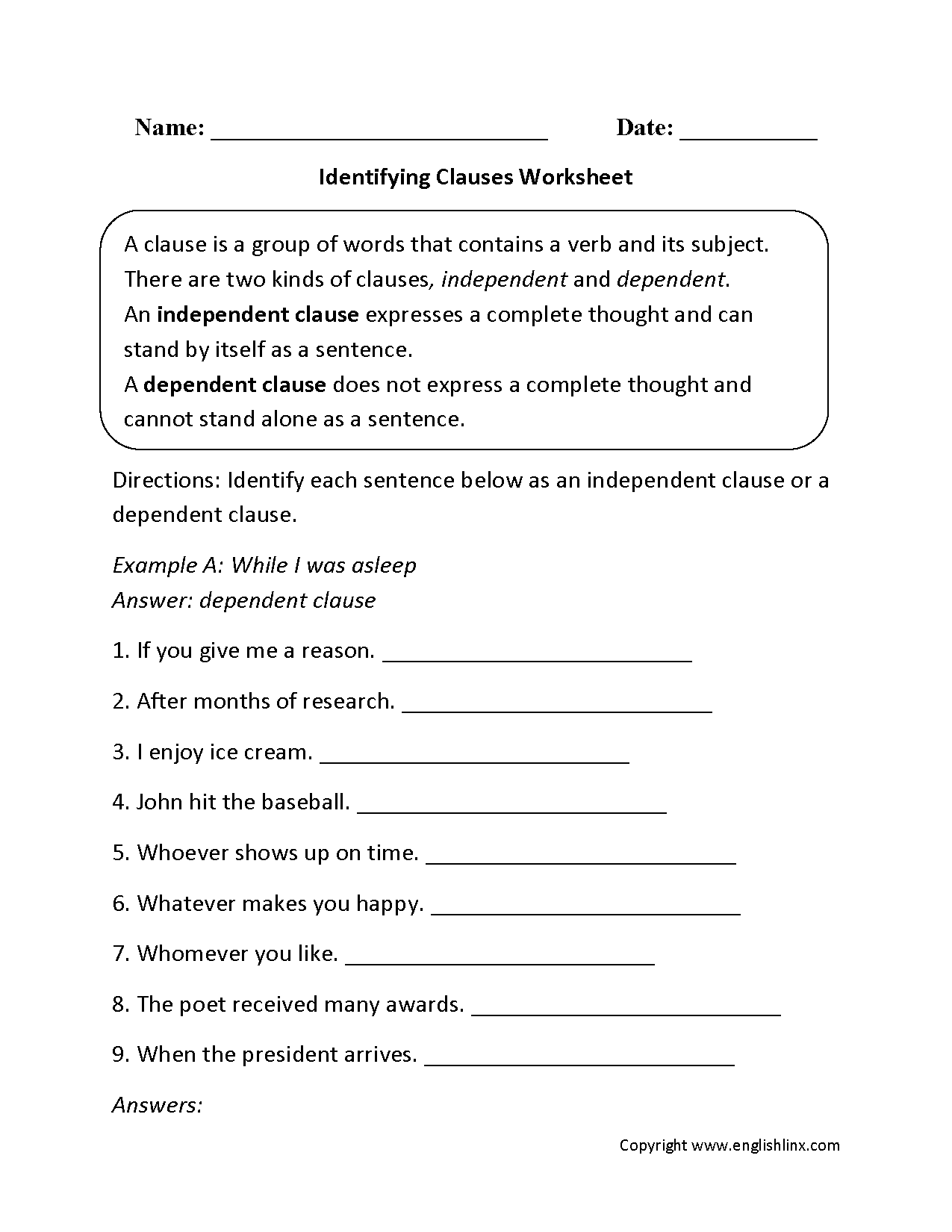 English Worksheets Printable Grammar Reading Writing And Vocabulary