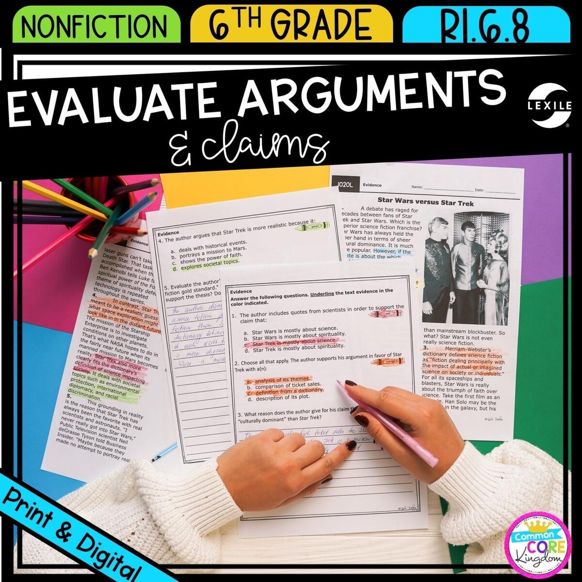 Evaluate Arguments 6th Grade RI 6 8 MagiCore