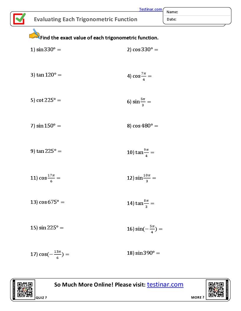 Evaluating Each Trigonometric Function Worksheets Worksheets Library Evaluating Each Trigonometric Function Worksheets Worksheets Library