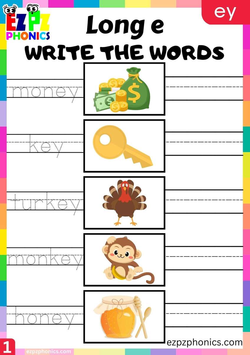 EY Words Write The Words Long E Phonics Worksheet Ezpzphonics EY Words Write The Words Long E Phonics Worksheet Ezpzphonics