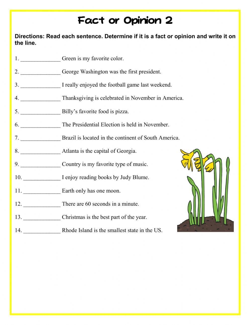 Fact And Opinion 2 Worksheet Worksheets Library
