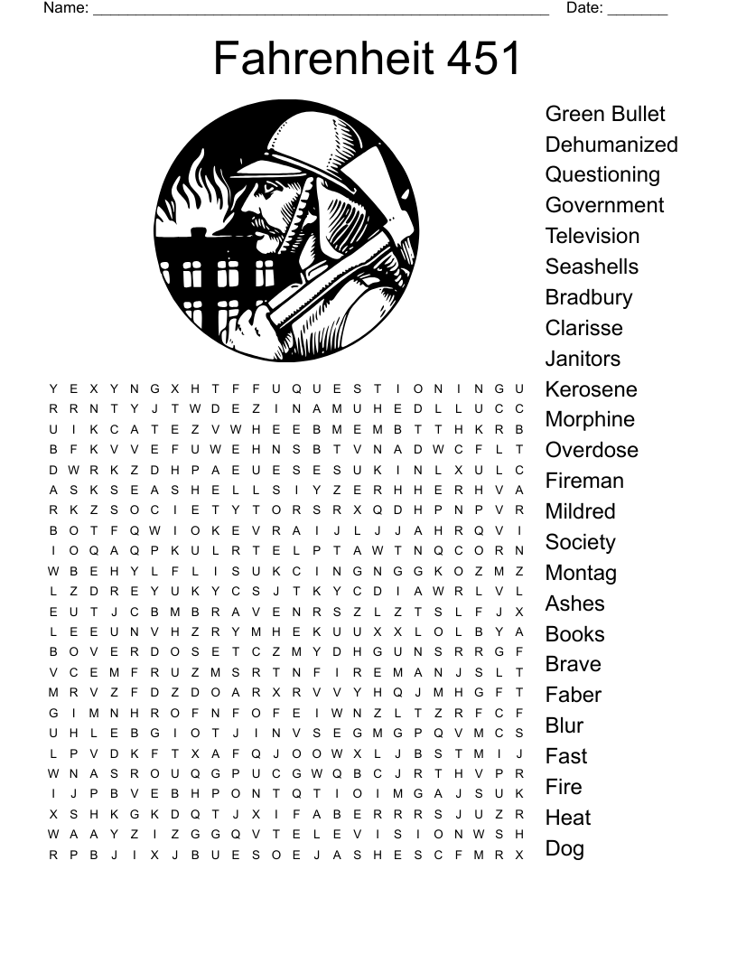 Fahrenheit 451 Worksheet WordMint Fahrenheit 451 Worksheet WordMint