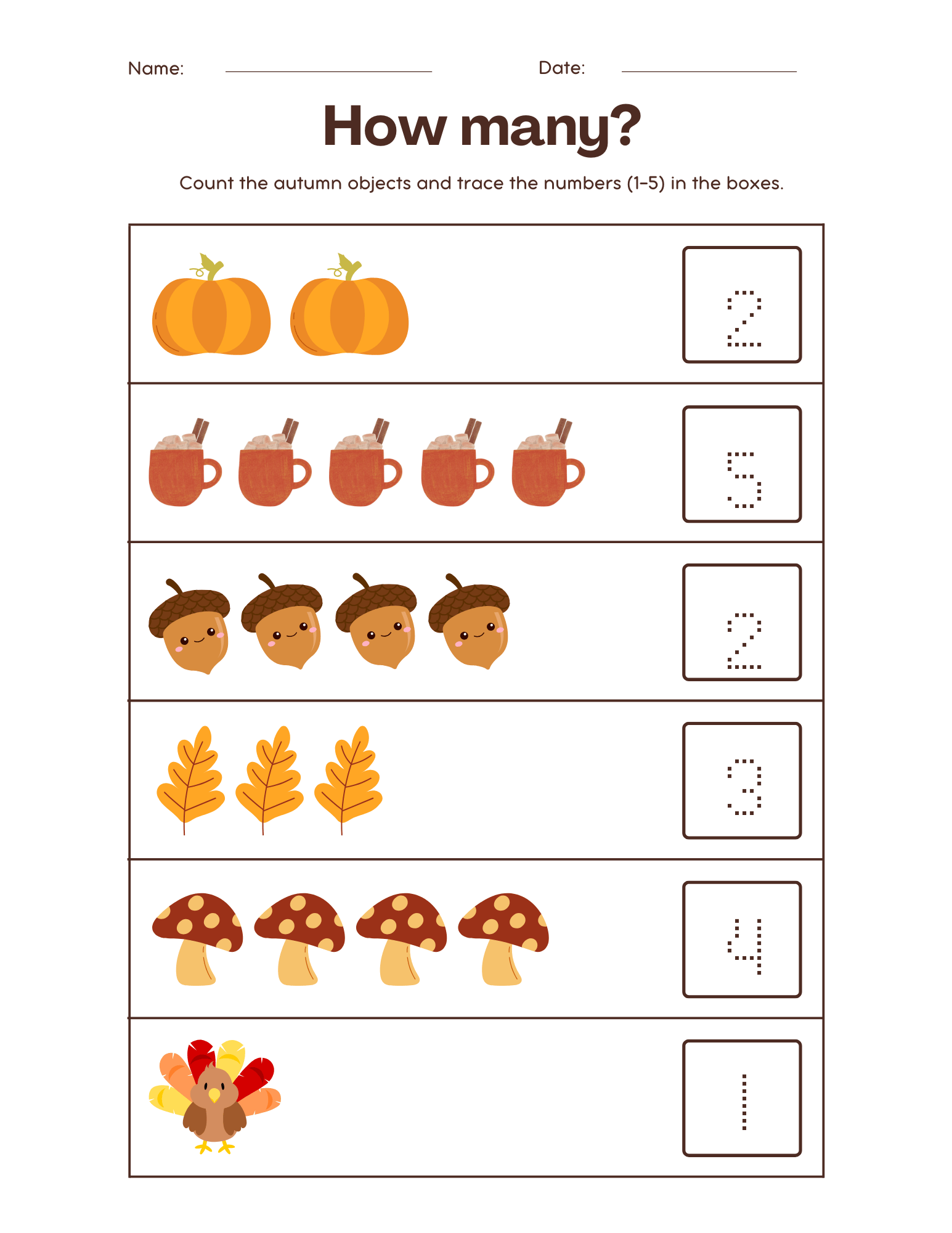 Fall Counting Worksheet Education World