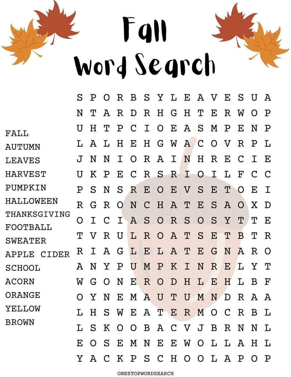 FREE Fall Festive Apple Picking Word Search Printable Worksheet
