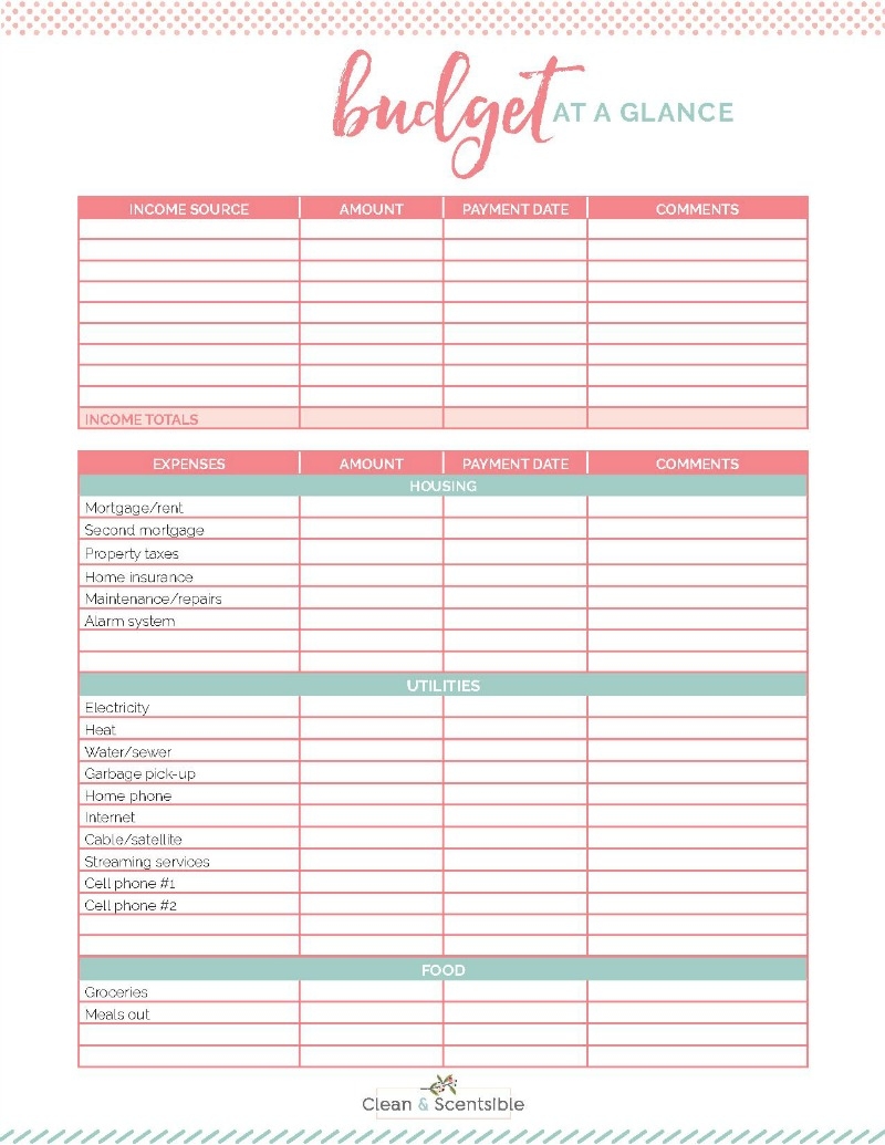 Family Binder Budgeting Printables Clean And Scentsible Printable Monthly Family Budget Worksheet A Mom S Take