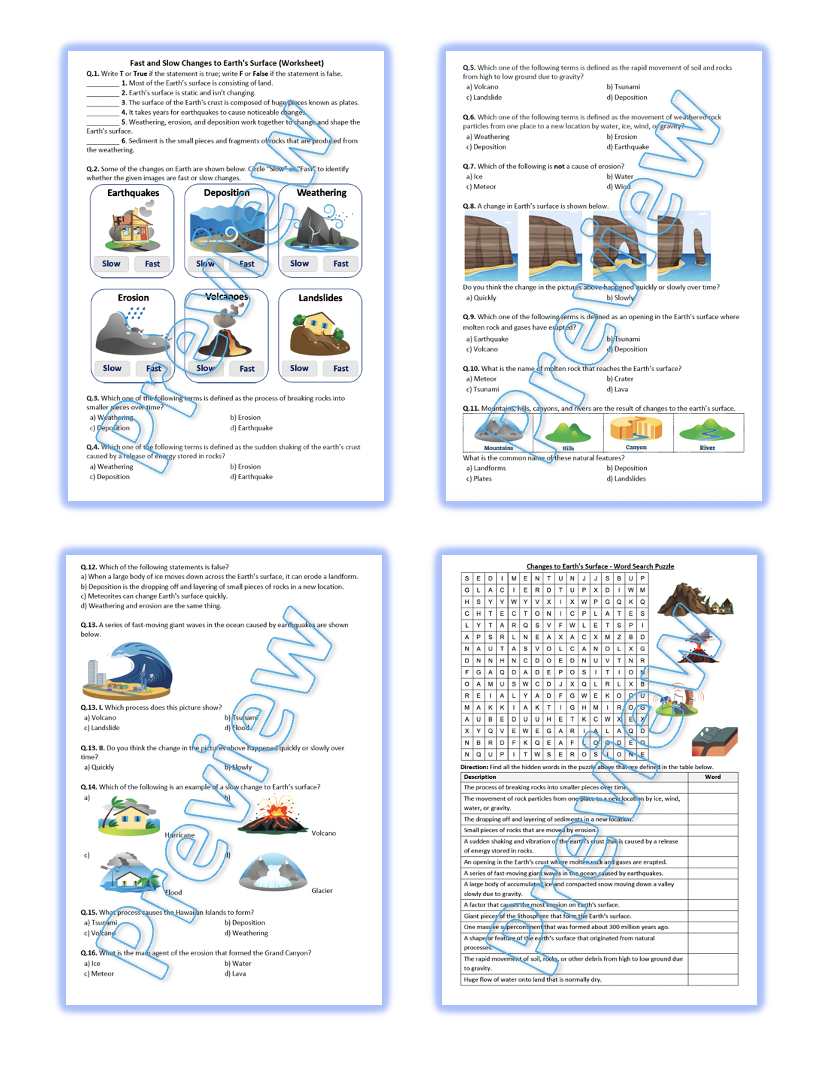 Fast And Slow Changes To Earths Surface Worksheet Puzzle Worksheets Library