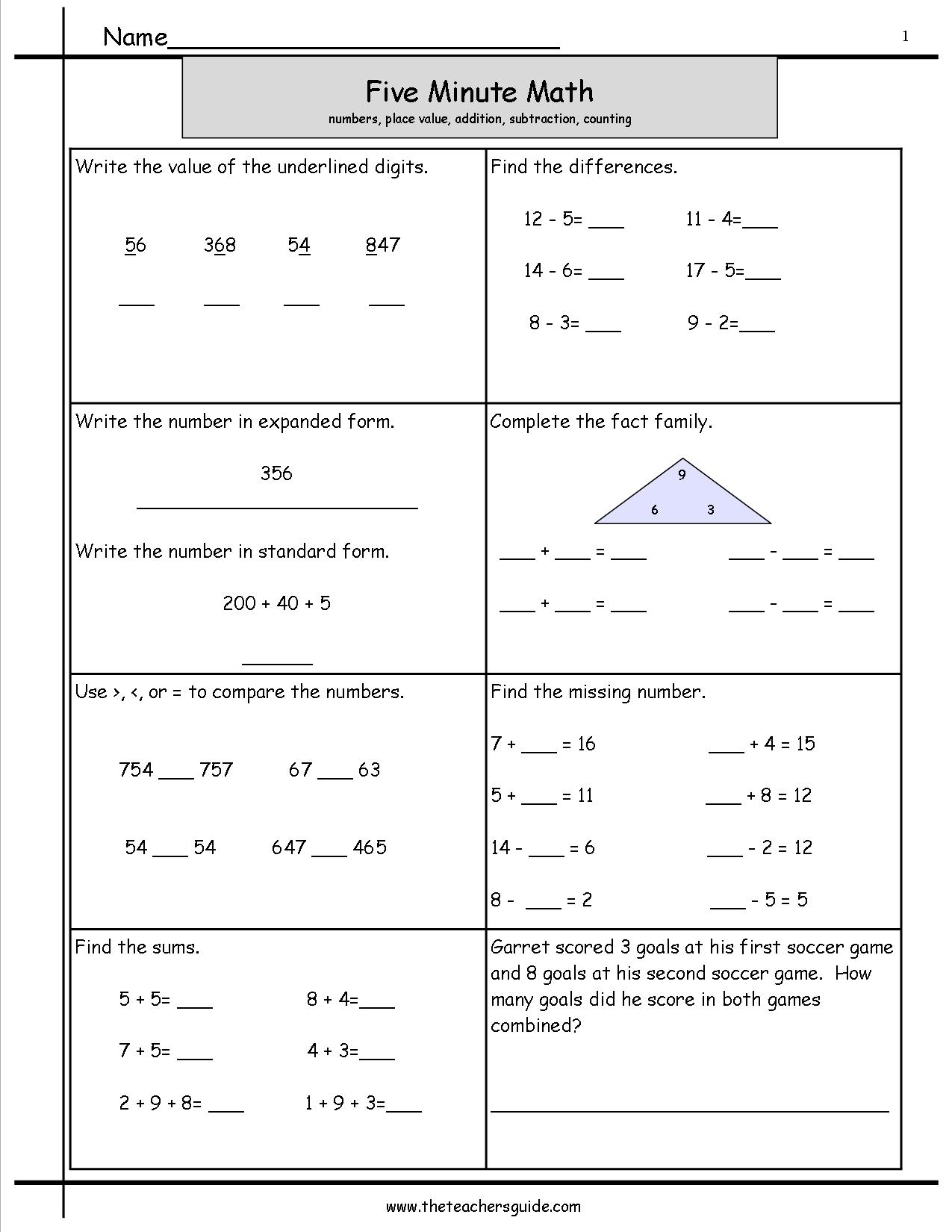 Five Minute Math Review Worksheets From The Teacher S Guide 5th Grade Math Worksheets For Free ArgoPrep
