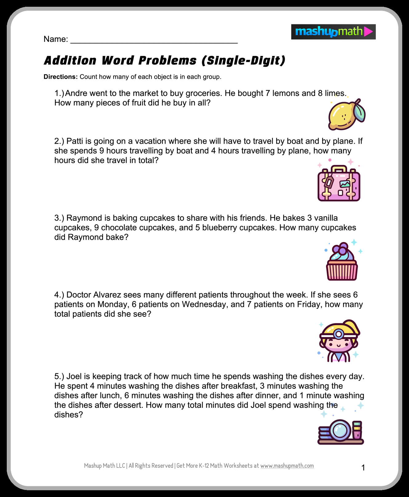 Free 1st Grade Math Worksheets Printable W Answers Mashup Math