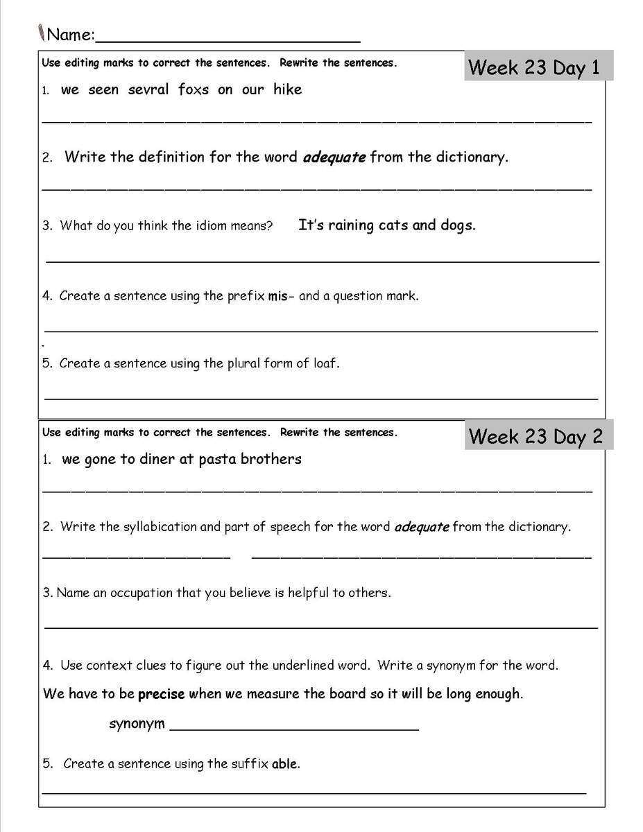Free 3rd Grade Daily Language Worksheets Writing Worksheets For Creative Kids Free PDF Printables EdHelper