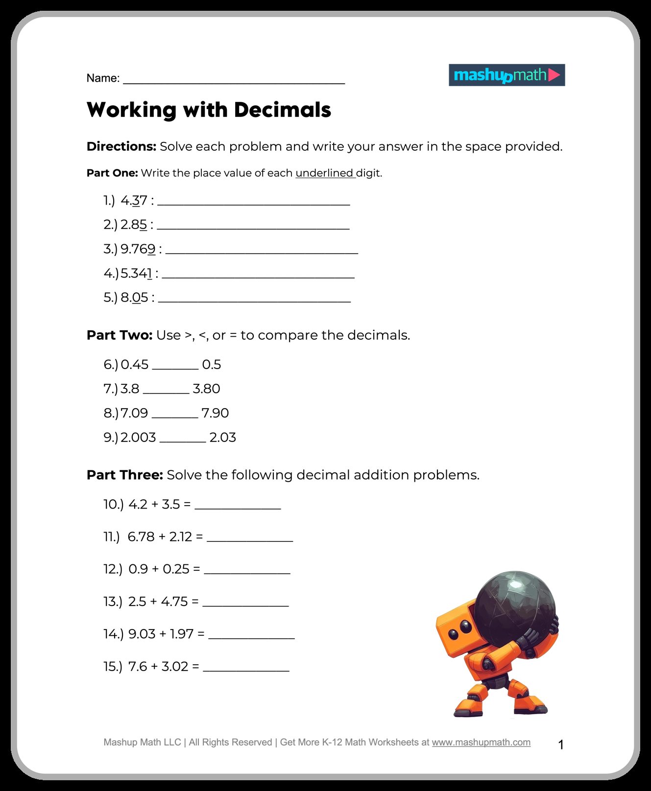 5th Grade Math Worksheets