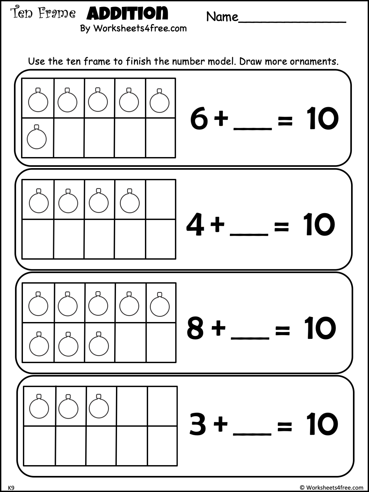 Free Addition To 10 Ten Frames Worksheet Worksheets4Free Free Addition To 10 Ten Frames Worksheet Worksheets4Free