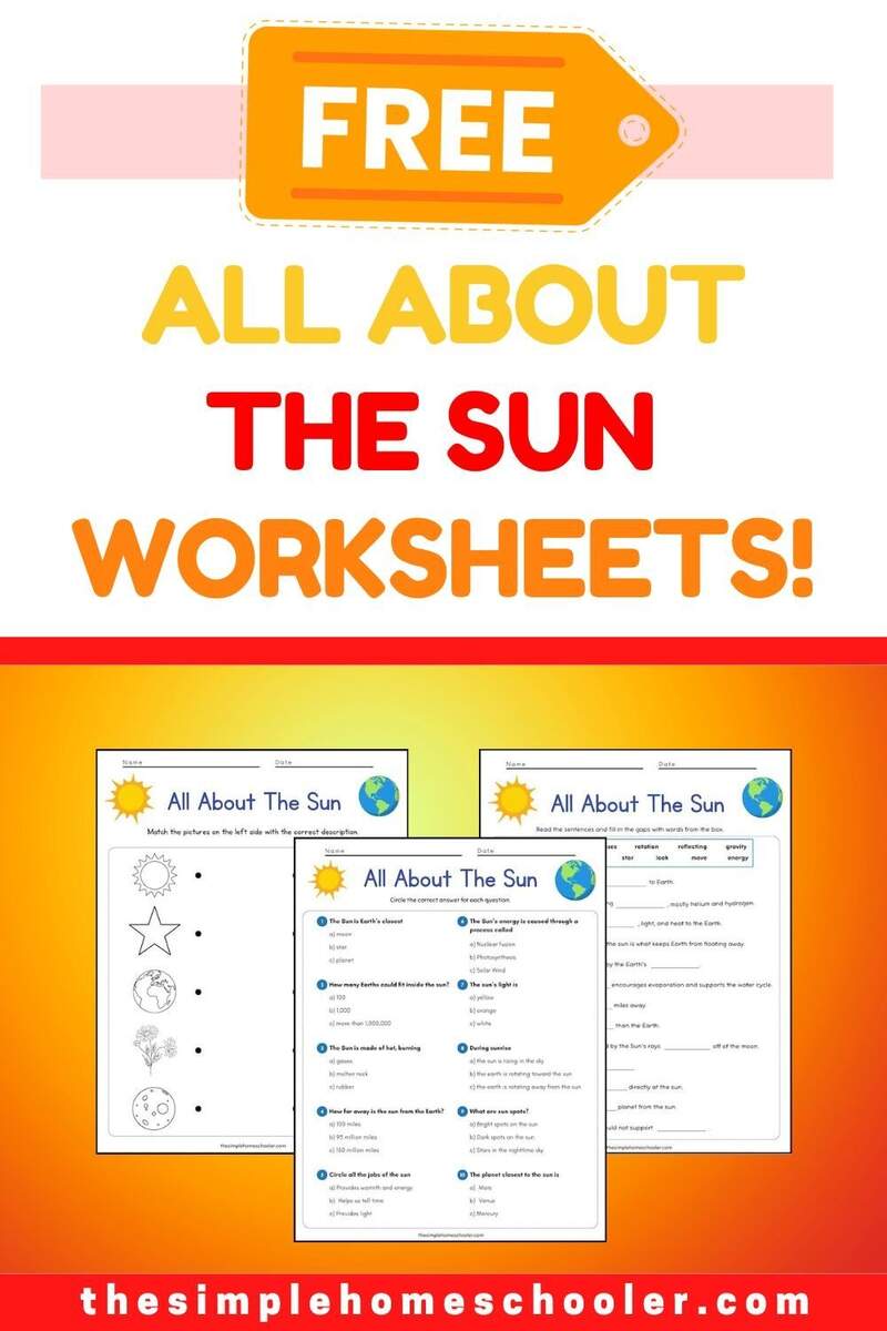 Free All About The Sun Worksheet Packet The Simple Homeschooler