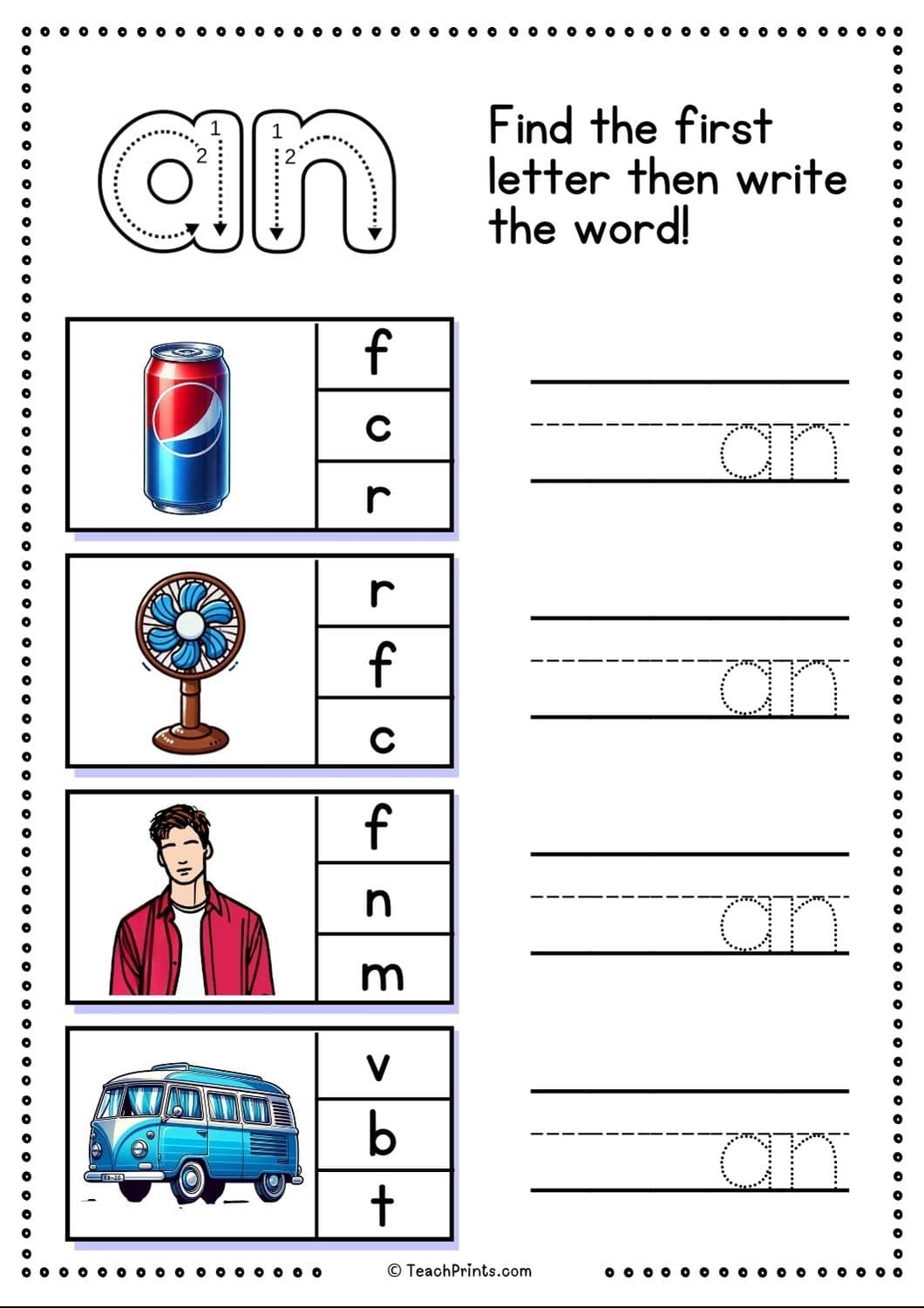 Free An Word Family Worksheets Teach Prints
