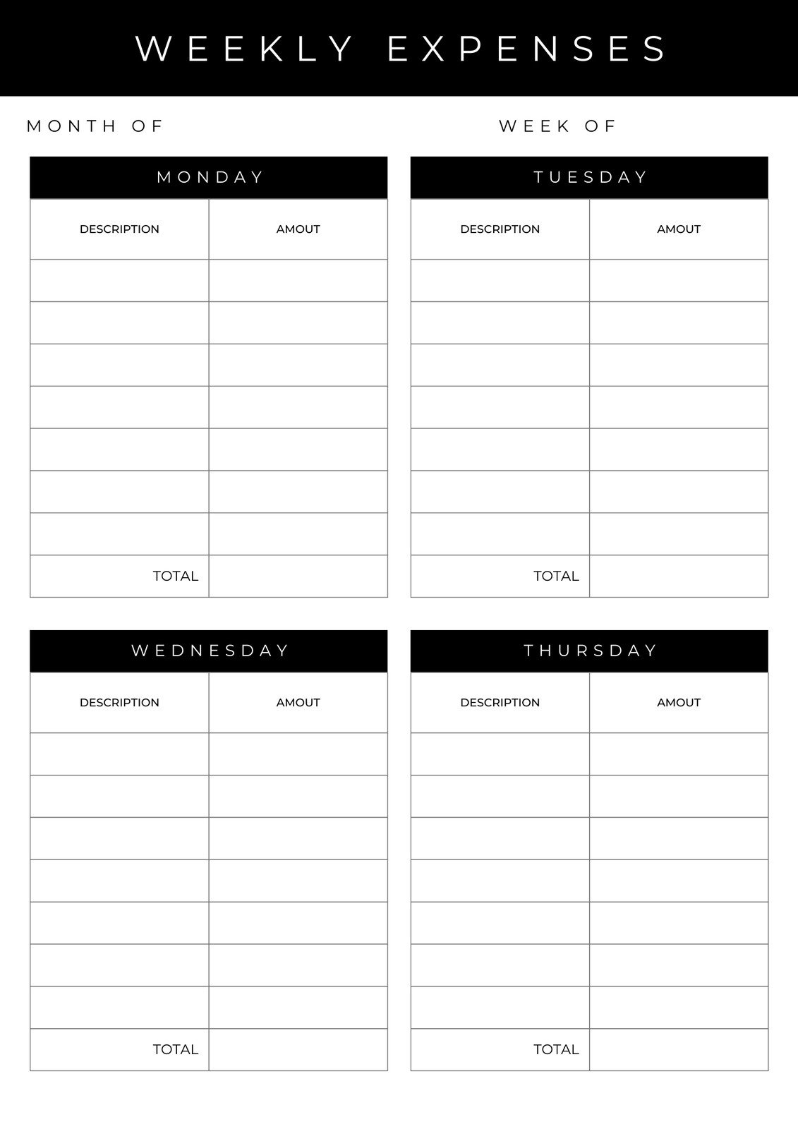 Download Simple Weekly Budget Template PDF Easy To Use